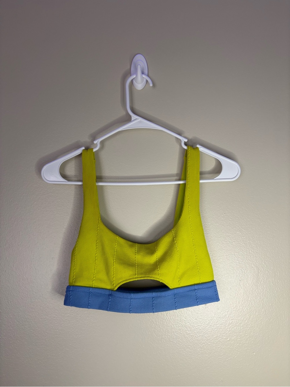 aerie Yellow Ribbed Cutout Crop Top with Blue Band